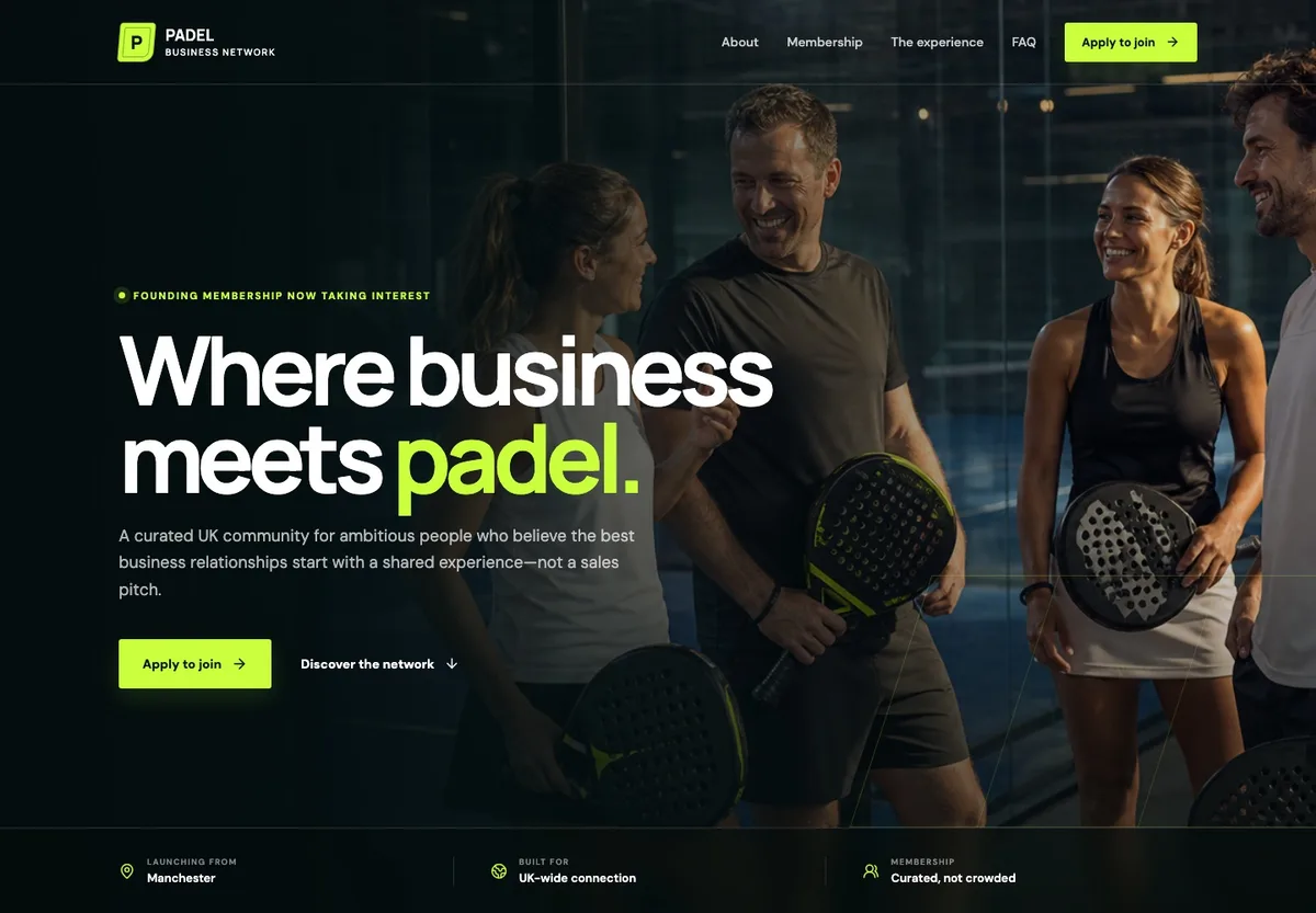 Padel Business Network membership website